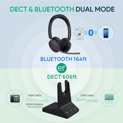 Yealink WH68 Wireless Headsets with 6 Mics for Work Active Noise Cancelling - style: WH68 UC