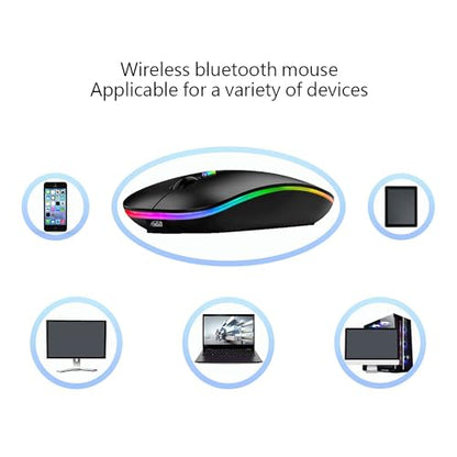 WREANU Wireless Mouse, Rechargeable Bluetooth Mouse for Laptop (Black) - color: Black