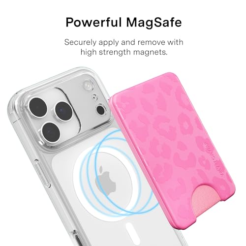 VELVET CAVIAR compatible with MagSafe Wallet - Magnetic Card Holder - color: Hot Pink Leopard