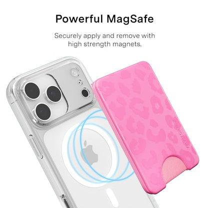 VELVET CAVIAR compatible with MagSafe Wallet - Magnetic Card Holder - color: Hot Pink Leopard