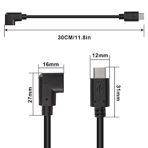 GINTOOYUN USB C Extension Cable, USB Type C Male to Right Angle 90 Degree USB Type C Female Charger Cable for Laptop.Tablet.Mobile Phone（0.3m）