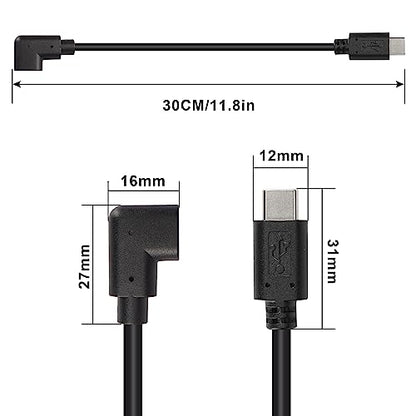 GINTOOYUN USB C Extension Cable, USB Type C Male to Right Angle 90 Degree USB Type C Female Charger Cable for Laptop.Tablet.Mobile Phone（0.3m）