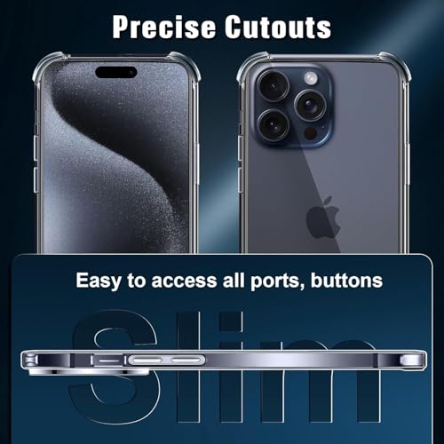 5 in 1 Clear Case for iPhone 15 Pro Max 6.7-Inch, with 2 Pack Full Coverage Tempered Glass Screen Protectors and Camera Lens Protectors, Non-Yellowing Shockproof Bumper Phone Cover - size: iPhone 15 Pro Max