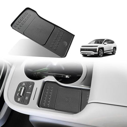BestEvMod Wireless Charger Mat Non Slip for 2026+ Hyundai Ioniq 9 S SE SEL - color: Black, size: 26+ I9 S SE SEL