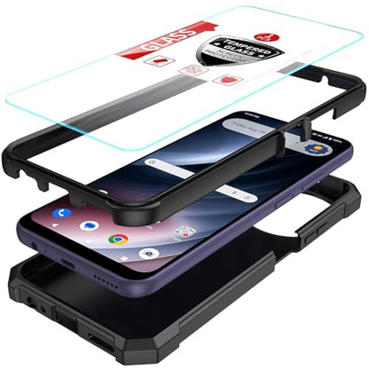 DpS for Cricket Icon Plus 2026/AT&T Verge 2 Case 3-in-1, Icon Plus 2026/Verge 2 with Screen Protector, Dual-Layer Full Body Protection,Hard PC Bumper&Silicone Back Military Grade Cover. (Black) - color: Black