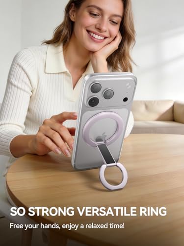 tounee Double-Sided Magnetic Phone Ring Holder Compatible with MagSafe, N52 Strong Magnet Grip & Foldable Kickstand for Gym Rack, Fridge, Fits iPhone 17 16 15 14 Pro Max (Purple) - color: Purple