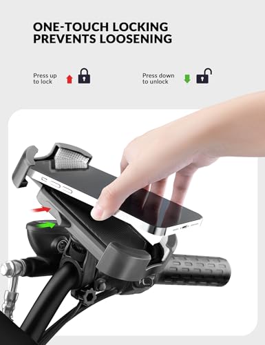 ROCKBROS Bike Phone Holder Security Lock Shockproof Bicycle Phone Mount - color: Handlebar Mount Black