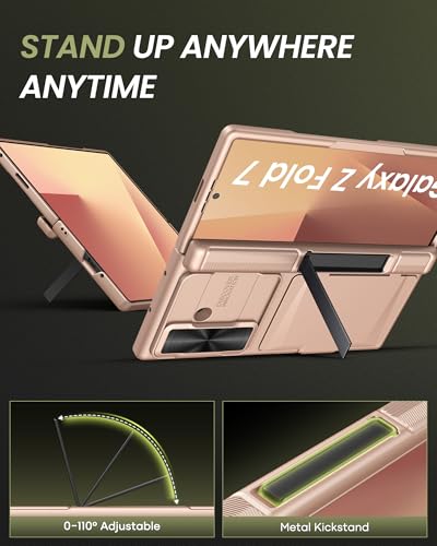 for Samsung Galaxy Z Fold 7 Case, Stand & Card Holder, Rose Gold - color: Rose Gold-Z