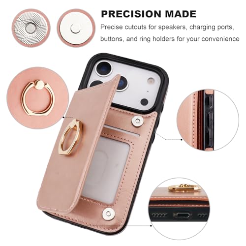 ONETOP for iPhone 18/17 Pro Wallet Case with Credit Card Holder,Rosegold - color: Rose Gold