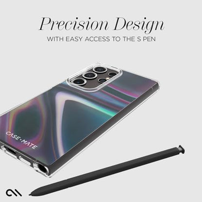 Case-Mate Soap Bubble Samsung Galaxy S24 Ultra 5G Case [6.8"] [12ft Drop Protection] [Wireless Charging] Phone Case for Samsung Galaxy S24 Ultra 5G - Iridescent Swirl Effect, Shockproof - Iridescent - color: Iridescent