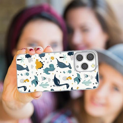 for iPhone 14 Pro Max Case for Women Girl Men, Full Protective Shockproof Slim Soft TPU Clear Phone Cover Cases for iPhone 14 ProMax 6.7,Cute Cartoon Animal Dinosaur Volcanoes Tropical Plant - color: Dinosaur