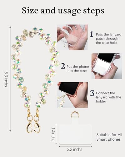 Lostars Gemstone Beaded Phone Wrist Strap for Women, Handmade Design - color: Black Purple
