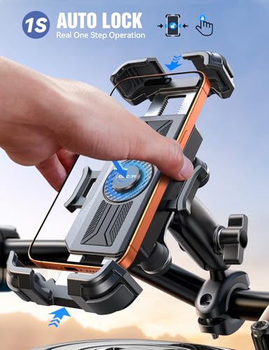 JOYROOM Motorcycle Phone Mount Holder with Dual Vibration Dampener - color: Black