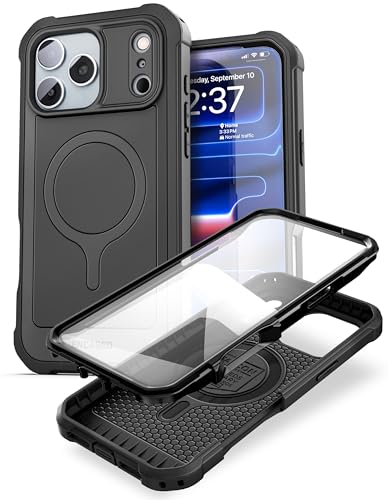 ENCASED for iPhone 17 Pro Case with Built-in Screen Protector, Compatible with MagSafe - Military Grade Protection with 360 Rugged Full-Body Coverage (Black) - size: iPhone 17 Pro