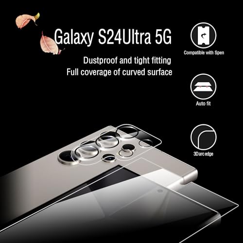 Galaxy S24 Ultra Screen Protector + Camera Lens Protector, [2 +2 Pack] [Ultrasonic Fingerprint Unlock] Full Coverage Tempered Glass Screen Protector For Samsung Galaxy S24 Ultra - size: Galaxy S24 Ultra
