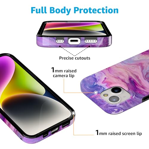 Casely iPhone 15 Plus Case | Tie Dying Over You | Purple Marble | Compatible with MagSafe | Classic Ultra Slim Design - color: Tie Dying Over You | Purple Marble