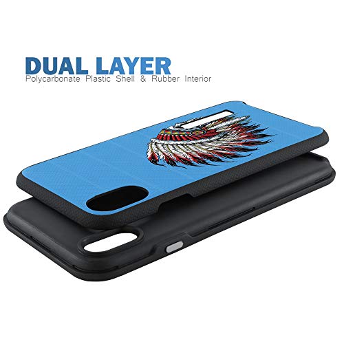 CasesOnDeck Case Compatible with [Apple iPhone X | iPhone Xs][Grip Tactical] iPhone Xs Hybrid Bump and Drop Protection Case Slim Fit Dual Layer Cover (Blue Tribal Skull) - color: Blue Tribal Skull