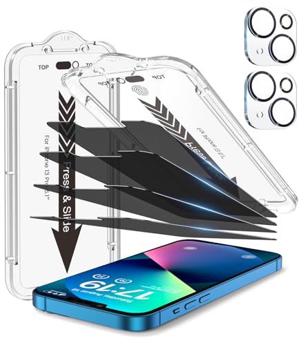 EZ-GLAZ-4+2 Pack for iPhone 13 Privacy Screen Protector (6.1") - size: iPhone 13