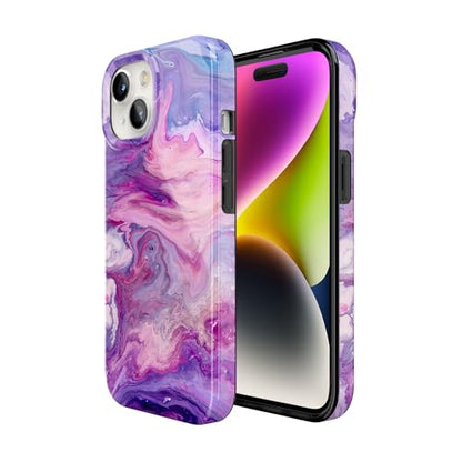 Casely iPhone 15 Plus Case | Tie Dying Over You | Purple Marble | Compatible with MagSafe | Classic Ultra Slim Design - color: Tie Dying Over You | Purple Marble