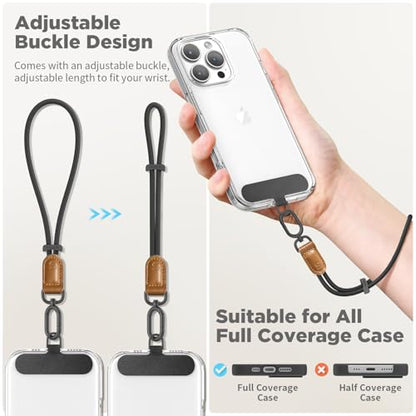 SURPHY Phone Wrist Strap, Keychain Wristlet, Phone Lanyard with Tether Tab - color: Black & Brown