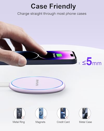 NANAMI 10W Max Wireless Charger Pad for iPhone, Samsung and Other Devices - color: Purple