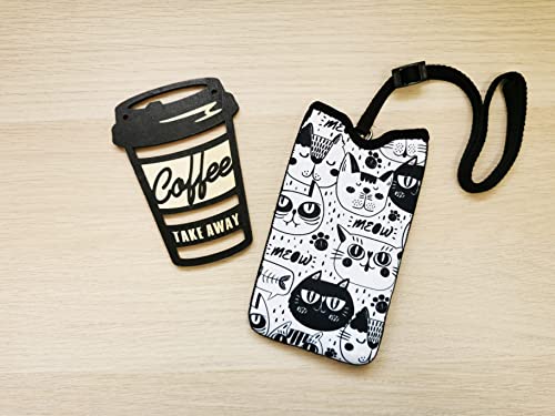 Tainada Neck Cellphone Sleeve Carrier w/Belt Loop (Doodle Cats Pattern) - color: Doodle Cats Pattern
