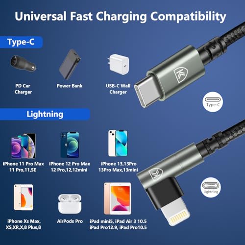 USB C to Lightning Cable 10FT [Apple MFi Certified] iPhone Charger Cable - color: Grey, size: 10FT, style: USB C to Lightning