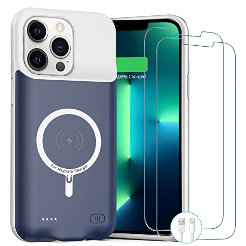 Battery Case for iPhone 13 Pro Max, 10800mAh Rechargeable Portable Charging Case with Wireless Charging Compatible for iPhone 13 Pro Max (6.7 inch) with CarPlay Battery Pack Charger Case (Blue) - size: iPhone 13 Pro Max -Blue
