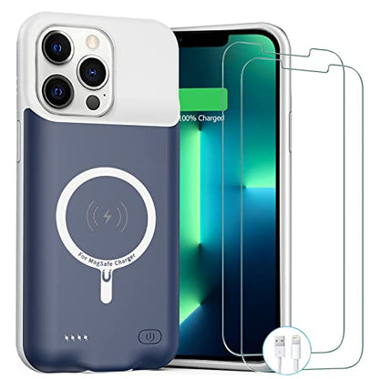 Battery Case for iPhone 13 Pro Max, 10800mAh Rechargeable Portable Charging Case with Wireless Charging Compatible for iPhone 13 Pro Max (6.7 inch) with CarPlay Battery Pack Charger Case (Blue) - size: iPhone 13 Pro Max -Blue