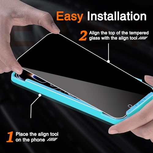 Milomdoi Privacy Screen Protector for iPhone 17 Pro, Tempered Glass - color: Dark Black