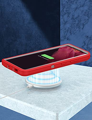 MXX Case Compatible with Galaxy S21 Ultra Case, 3-Layer Super Full Heavy Duty Body Bumper Cover/Shock Protection/Dust Proof, Designed for Samsung Galaxy S21 Ultra 5G 6.8 Inch 2021 (Red/Gray) - color: Red/Gray