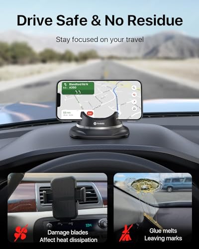 andobil 2026 Upgraded Car Phone Holder Mount, Ultra Stable & Silicone Phone Holders for Your Car 360° Rotatable Dashboard Cell Phone Holder Mount for iPhone 17 Pro Max/16/15/14/13/12/ Samsung