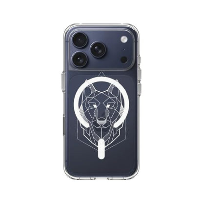 RhinoShield Clear MagSafe Compatible Case for iPhone 17 Pro | Strong Magnetic, Anti-Yellowing, Transparent, High Clarity, Shockproof, Military Grade Drop Protection - color: Geometric Wolf, size: iPhone 17 Pro