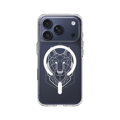 RhinoShield Clear MagSafe Compatible Case for iPhone 17 Pro | Strong Magnetic, Anti-Yellowing, Transparent, High Clarity, Shockproof, Military Grade Drop Protection - color: Geometric Wolf, size: iPhone 17 Pro