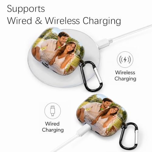 Customized Picture Case for AirPods Pro 1st Gen (2019) with Keychain Cleaning Kit, Personalized Photo Name Text Glossy Hard PC Cover, Wireless Charging, Customizable Gift for Family Friends Couple - size: AirPods Pro