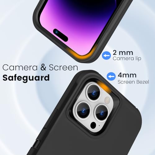 for iPhone 15 Pro Max Case, Dual Layer Shockproof Full Body Cover for Men & Women Military Grade Drop Protection Heavy Duty Protective Phone Case for Apple Phone 15ProMax 6.7 inch (Black) - color: Black