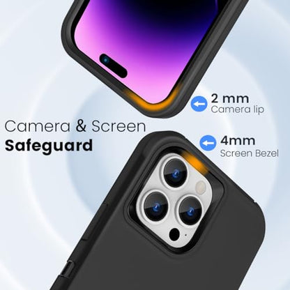 for iPhone 15 Pro Max Case, Dual Layer Shockproof Full Body Cover for Men & Women Military Grade Drop Protection Heavy Duty Protective Phone Case for Apple Phone 15ProMax 6.7 inch (Black) - color: Black