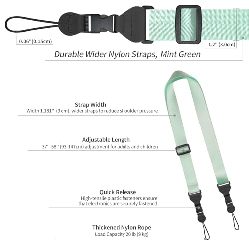 FIEIL 5 Pack Nylon iPad Strap, Adjustable Camera Neck Strap, Comfortable Shoulder Strap for iPad, Cellphone Tablet, Camera, Laptop, Binocular, Luggage Bag(Mint Green Universal Neck Lanyard) - size: 5 Pack Mint Green