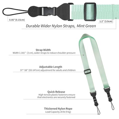 FIEIL 5 Pack Nylon iPad Strap, Adjustable Camera Neck Strap, Comfortable Shoulder Strap for iPad, Cellphone Tablet, Camera, Laptop, Binocular, Luggage Bag(Mint Green Universal Neck Lanyard) - size: 5 Pack Mint Green