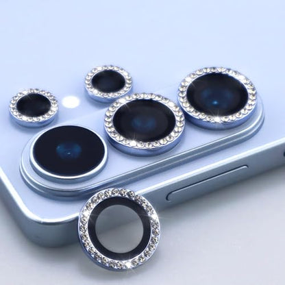 for Samsung Galaxy S26 Ultra Camera Lens Protector, Bling Diamond Metal Ring Tempered Glass Lens Cover, Sparkly Rhinestone Accessories (Sky Blue) - color: Sky Blue
