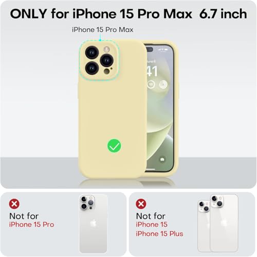 Vooii Compatible with iPhone 15 Pro Max Case, Upgraded Premium Silicone, [Camera Protection] [Soft Anti-Scratch Microfiber Lining] Shockproof Phone Case for iPhone 15 Pro Max 6.7 inch - Creamy Yellow - color: Creamy Yellow, size: iPhone 15 Pro Max