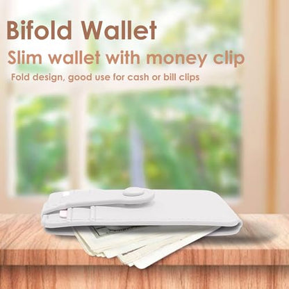 M-Plateau Phone Wallet Stick On, Phone Card Holder With Elastic Magnetic Closure, Slim Wallet Matches Double Sided Tape Compatible with iPhone Case and Most Smartphone (White) - color: White