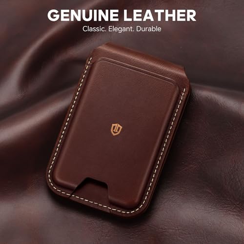 SHIELDON Genuine Leather Magnetic Wallet Stand for MagSafe, Retro Coffee | Strong Magnetic, 6 Card Holder, Kickstand, Angle Adjustment, Rfid Blocking, Quick-access, for iPhone 17/16/15/14/13/12 Series - color: Retro Coffee