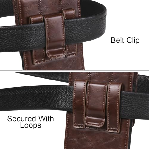 Cell Phone Belt Clip Holster Leather Mens, Mobile Phone Waist Pouch for Men - color: Coffee, size: 6.9 INCH