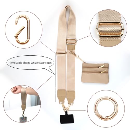 Upgraded 2-in-1 Phone Strap Crossbody with Removable Wrist Strap, 2 Pack Adjustable Phone Lanyard Crossbody with Wallet, Clip And Go Phone Strap with Zippered Pouch for Women Travel Cruise Essential - color: Brown