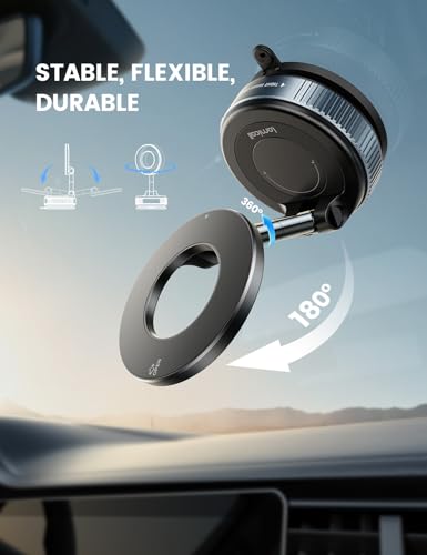 Lamicall for MagSafe Car Mount 70LBS Vacuum Suction Dashboard & Windshield - color: Black