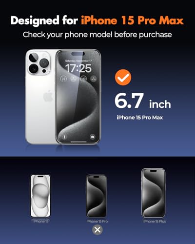 UNBREAKcable iPhone 15 Pro Max Screen Protector & Camera Lens Protector - size: iPhone 15 Pro Max