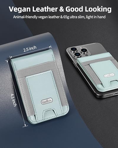 For Magsafe Wallet Stand,10 Cards Holder, RFID Blocking | Strongest Magnetic Wallet for iPhone 17/16/15/14/13/12 Series, Adjustable Stand, ID Window, 4 Card Slot, Vegan Leather, Green - color: Light Green