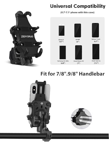 ZIDIYORUO Anti-Theft ATV Phone Mount Holder with Vibration Dampener