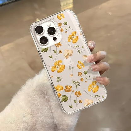 IAIYOXI Clear Case for iPhone 16 Pro, [Crystal Clear Military-Grade Drop Protection], Non-Yellowing, Slim Lightweight Transparent TPU Bumper Phone Case Cover Design - Yellow Flower - color: Yellow Flowers, size: iPhone 16 Pro